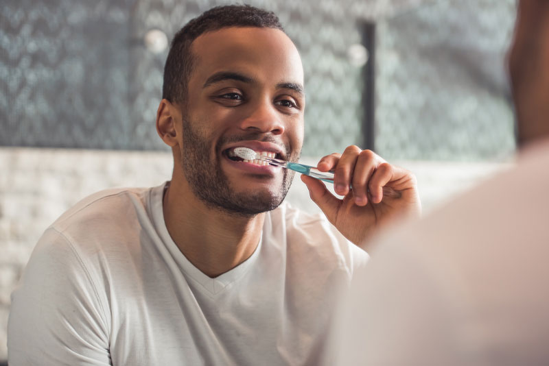 dental patient brushing teeth